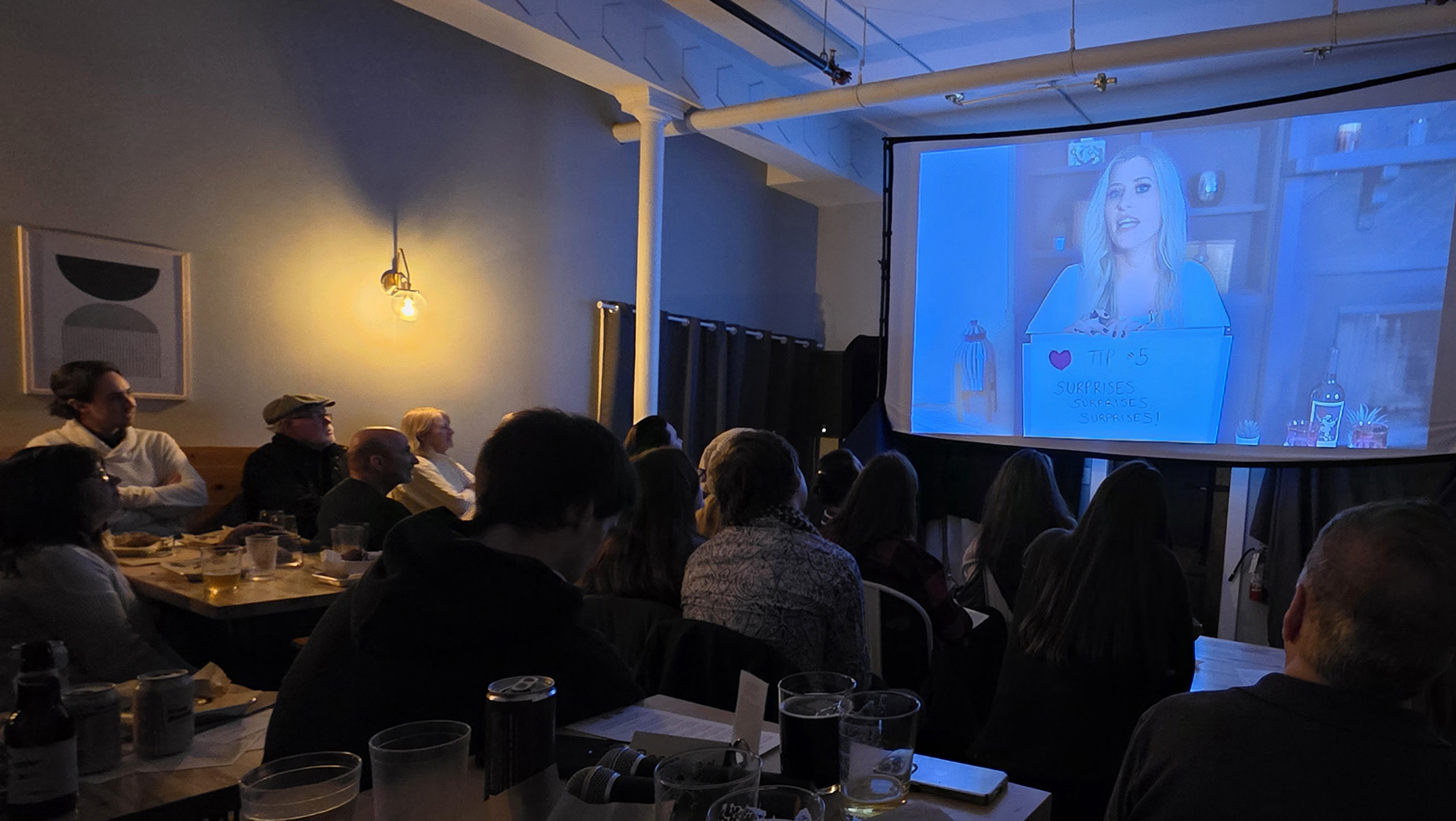 Big screen in a bar setting